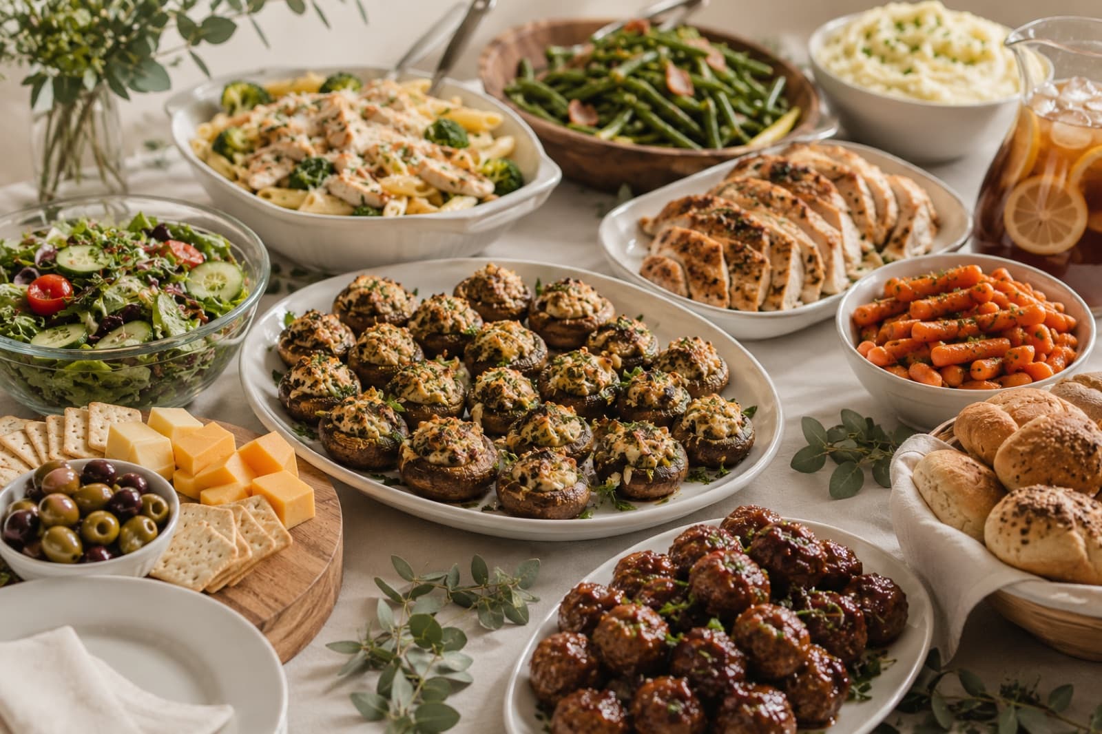 A banquet spread, set before guests arrive