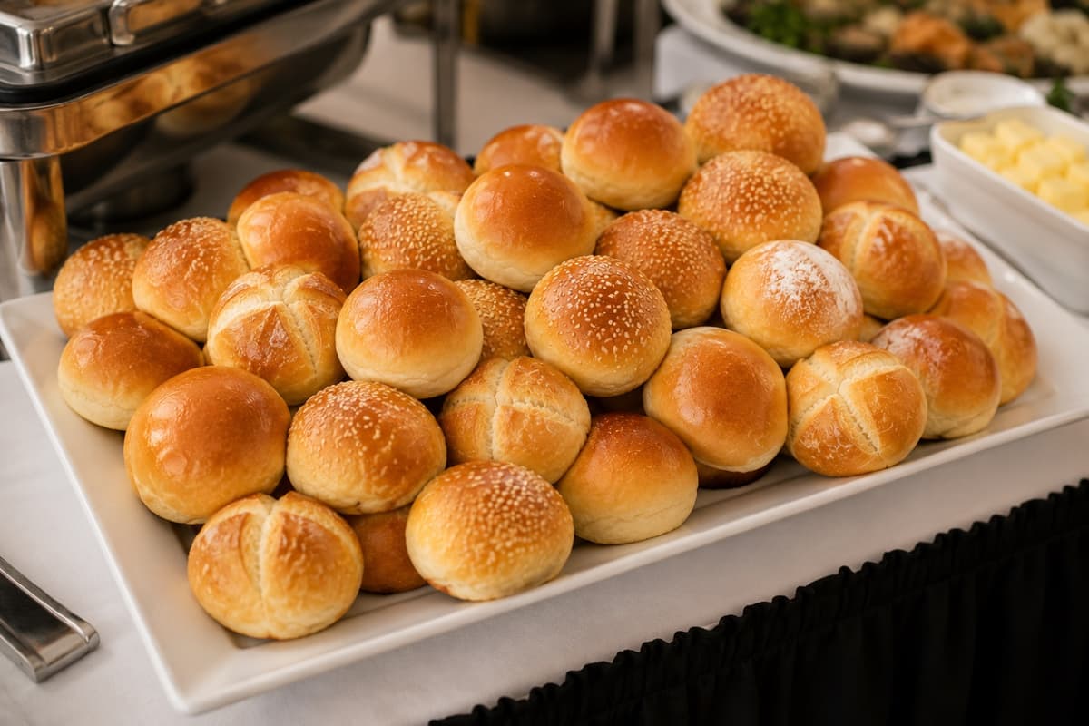 A catered lunch line