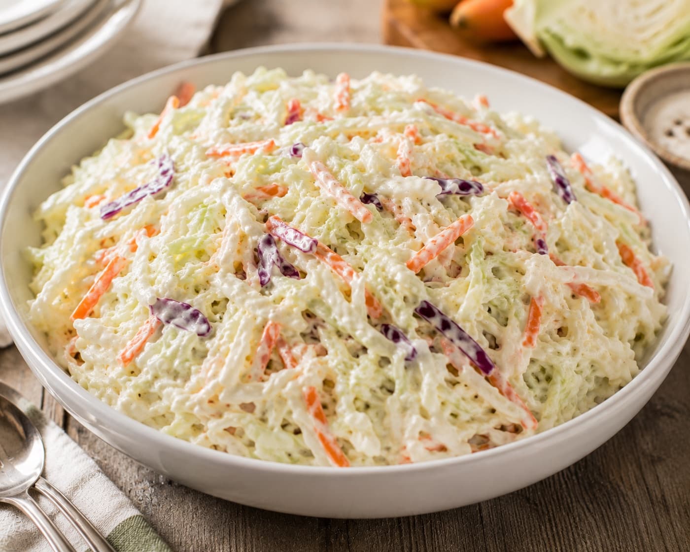 A cold salad ready for the table